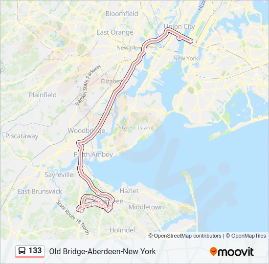 133 Bus Line Map