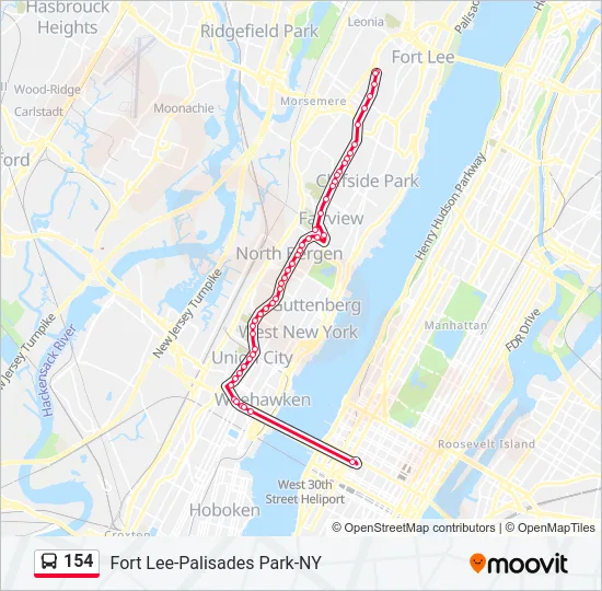 154 Bus Line Map
