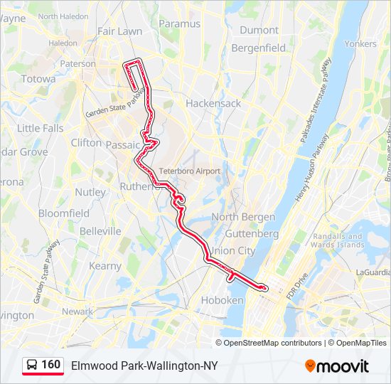 160 bus Line Map