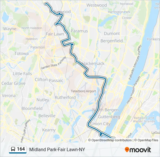 164 Bus Line Map