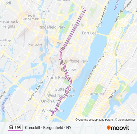 166 Bus Line Map