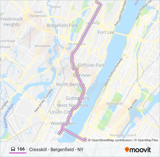 166 Bus Line Map
