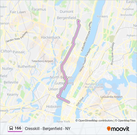 166 bus Line Map