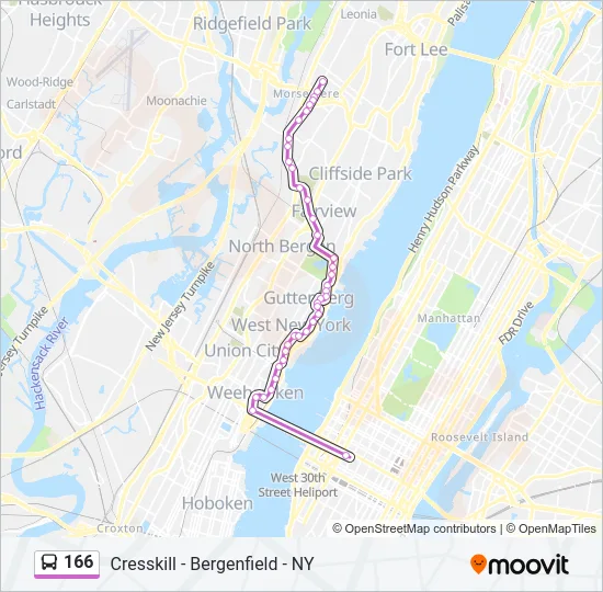 166 Bus Line Map