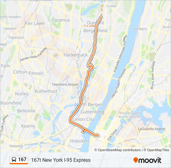 167 bus Line Map