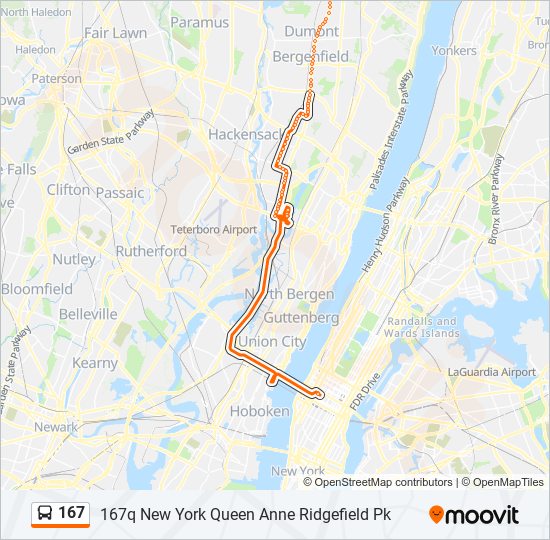 167 bus Line Map