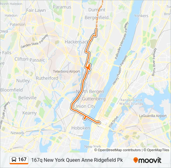 167 Bus Line Map