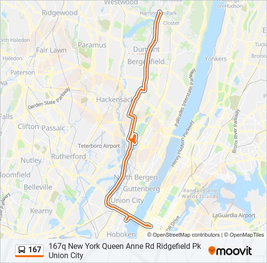 Mapa de 167 de autobús