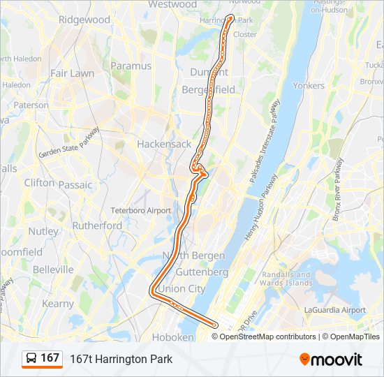 167 bus Line Map