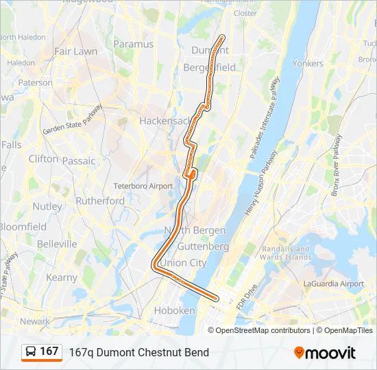167 Bus Line Map