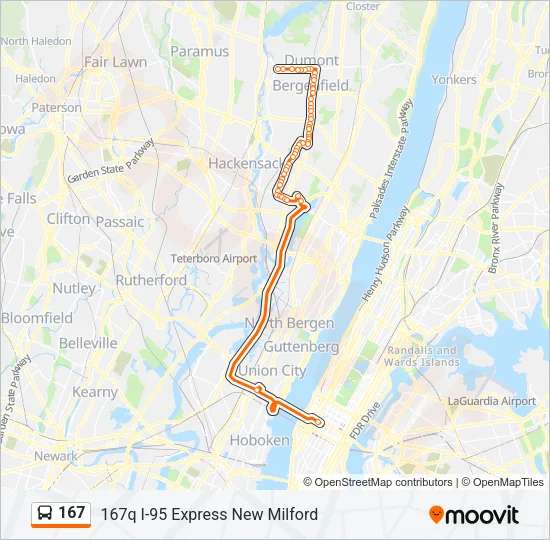 167 Bus Line Map