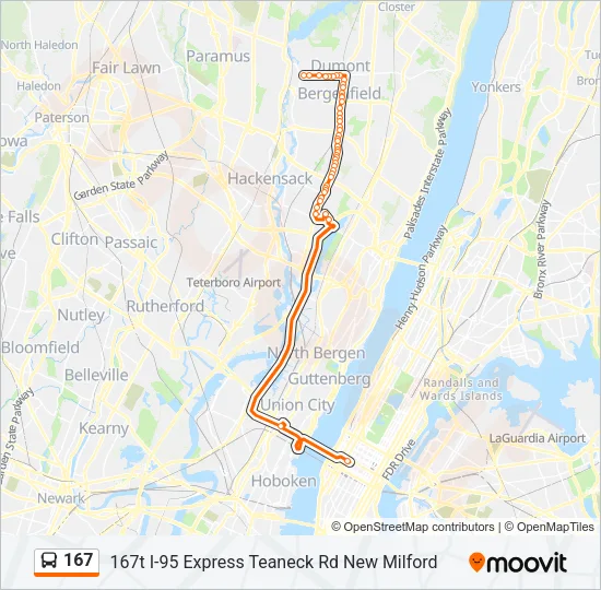 167 Bus Line Map