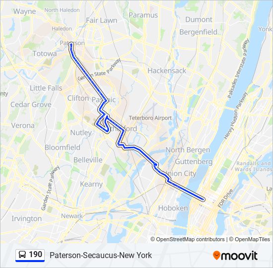 190 bus Line Map