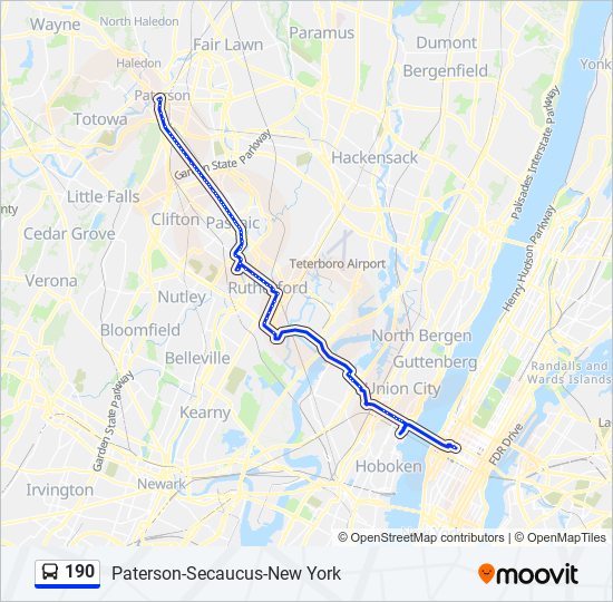 190 bus Line Map