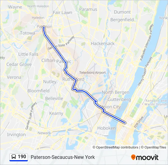 190 Bus Line Map