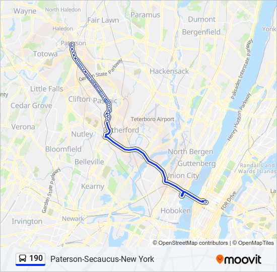 190 bus Line Map