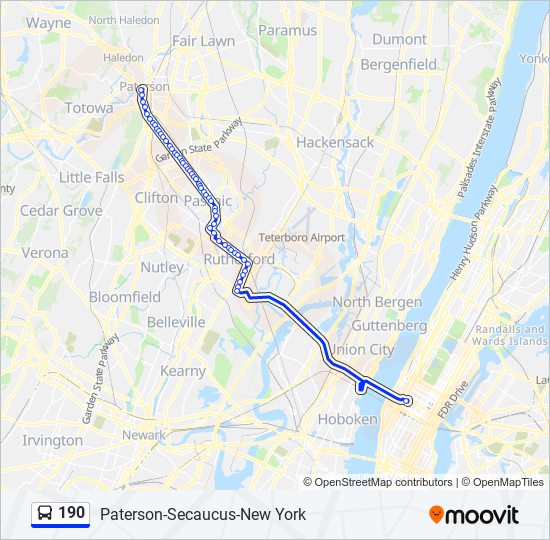 190 bus Line Map