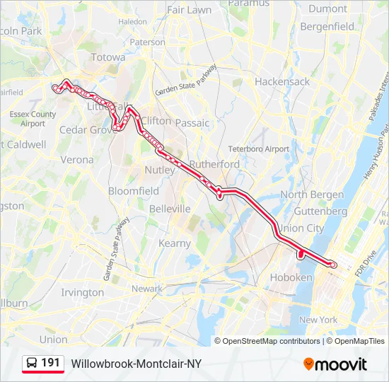 191 Bus Line Map