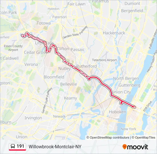 191 Bus Line Map