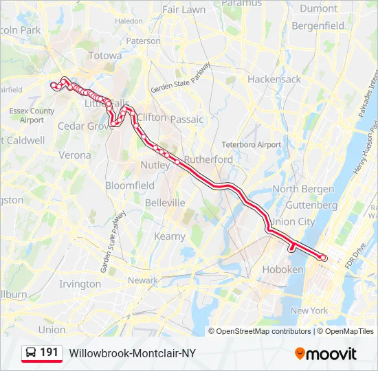 191 Bus Line Map