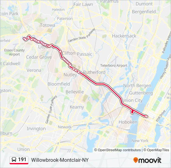191 Bus Line Map