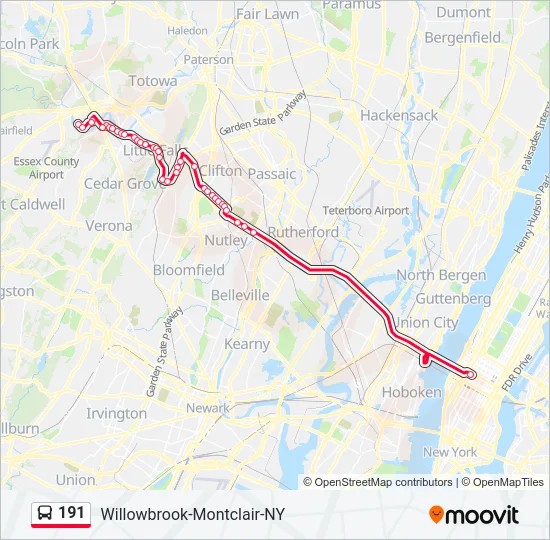 191 Bus Line Map
