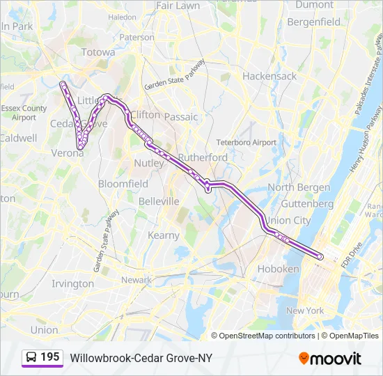 195 Bus Line Map