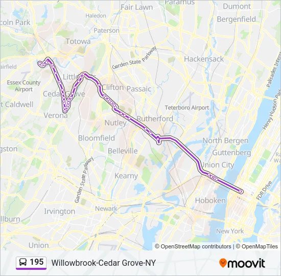 195 Bus Line Map