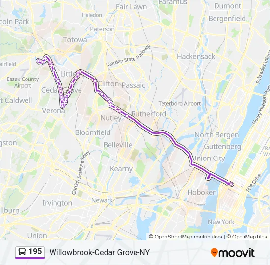 195 Bus Line Map
