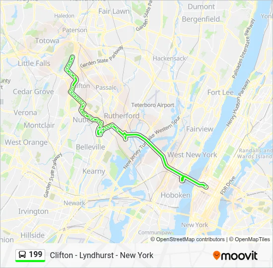199 Route: Schedules, Stops & Maps - Clifton Via Nutley (Updated)