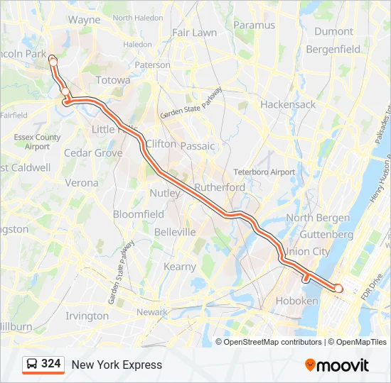 324 Bus Line Map