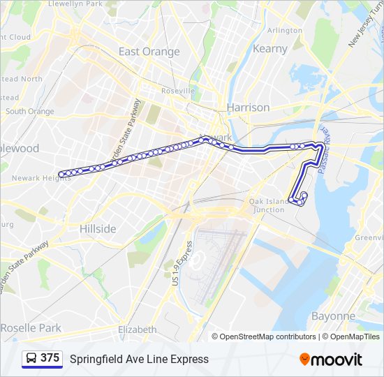 375 bus Line Map