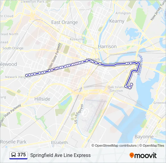 375 Bus Line Map