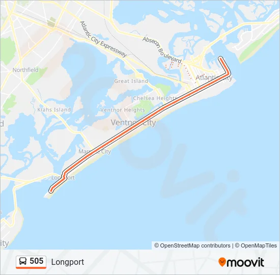 505 Bus Line Map