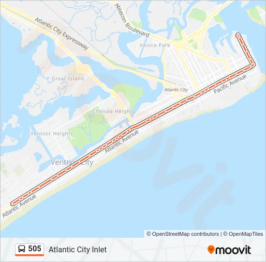 505 Bus Line Map