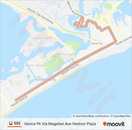 505 Bus Line Map