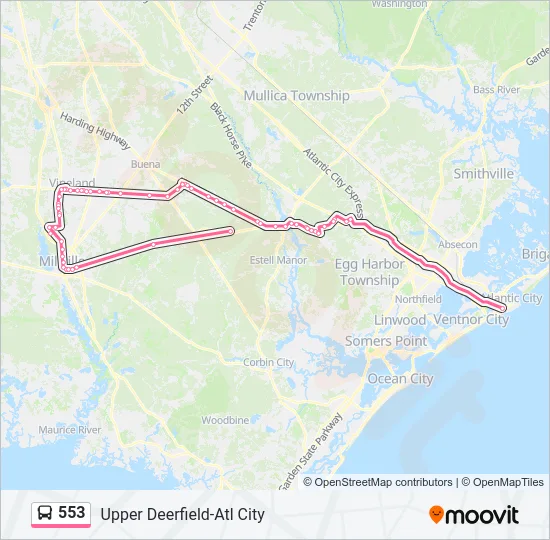 553 Bus Line Map