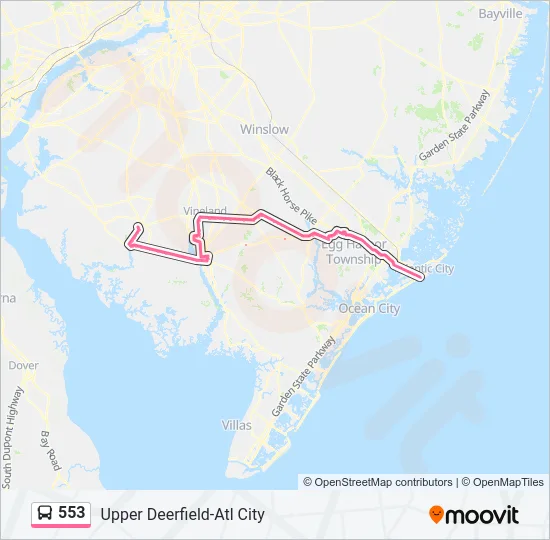 553 Bus Line Map