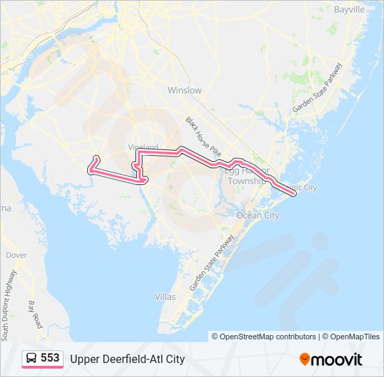 553 Bus Line Map