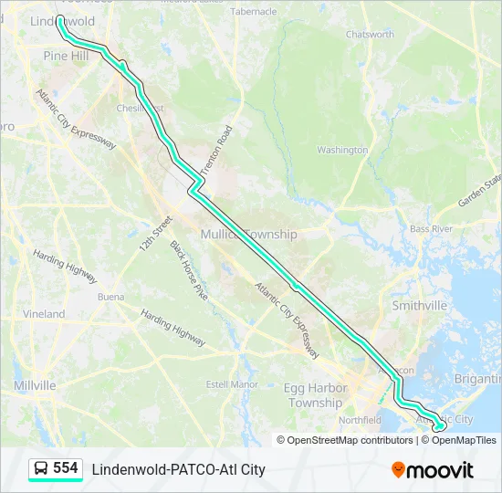 554 Bus Line Map