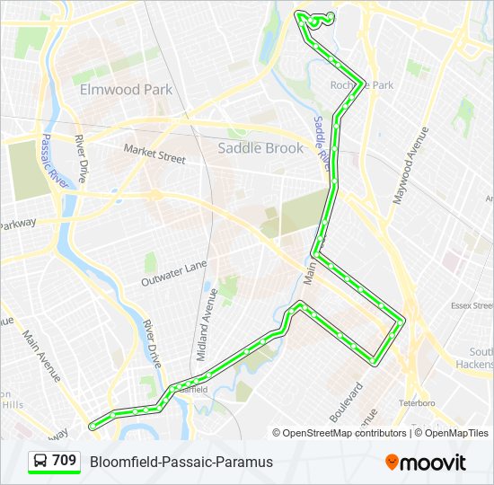 Mapa de 709 de autobús