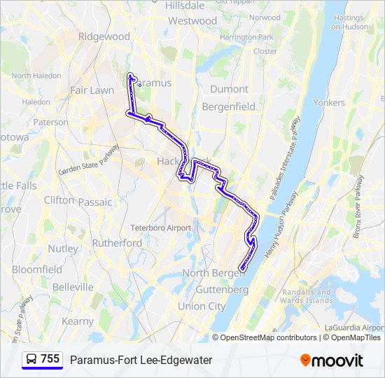 755 bus Line Map