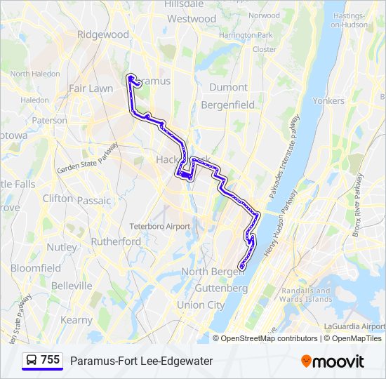 755 Route: Schedules, Stops & Maps - Paramus Bergen Comcol Via Fort Lee ...