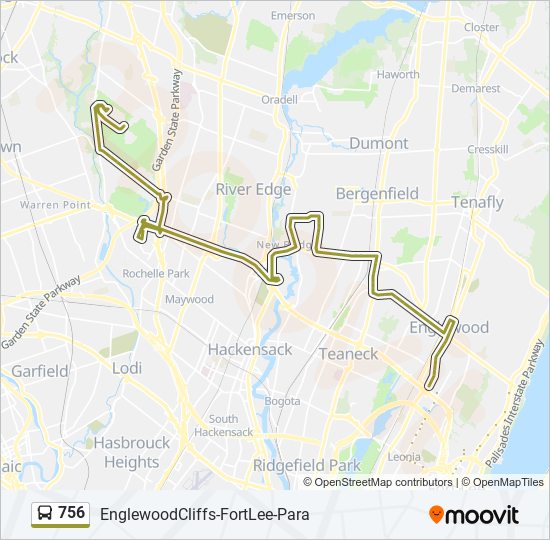 Mapa de 756 de autobús