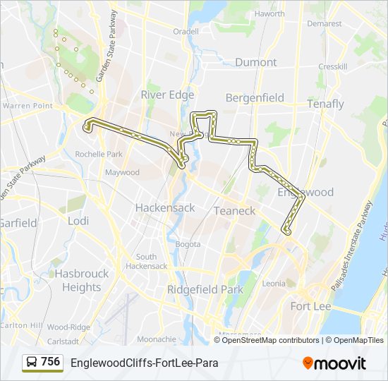 Mapa de 756 de autobús