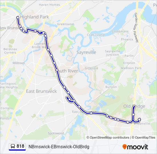 818 bus Line Map