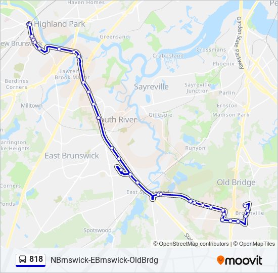 818 bus Line Map