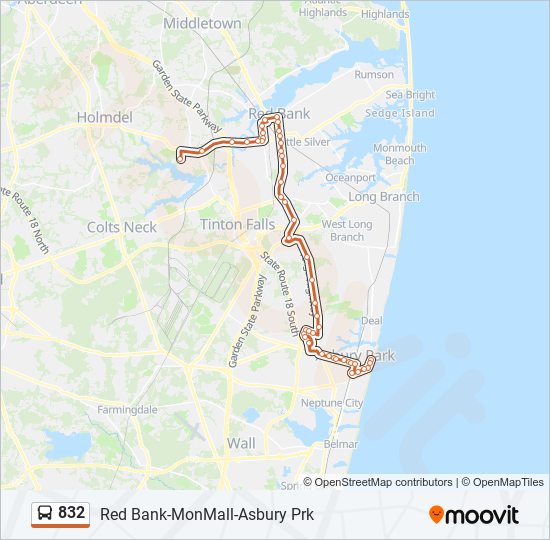 Mapa de 832 de autobús