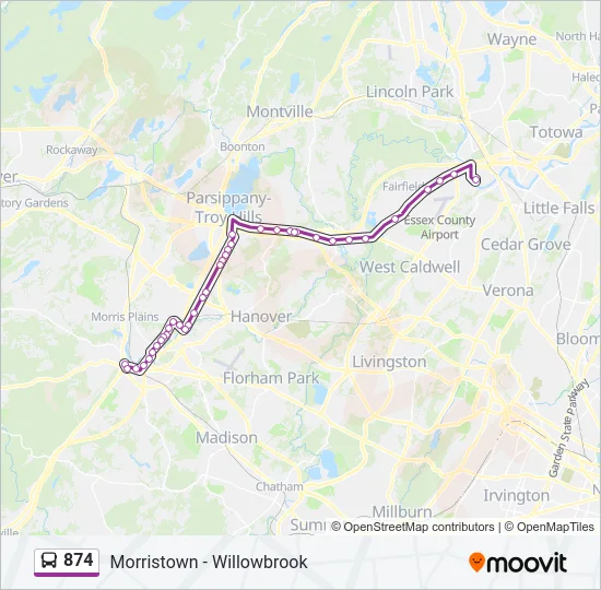 874 Bus Line Map