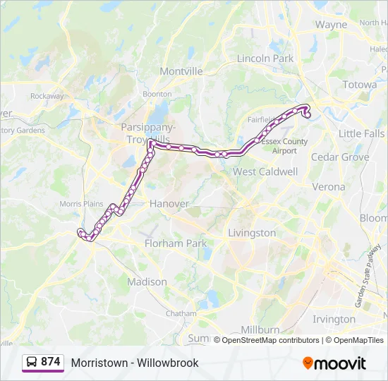874 Bus Line Map